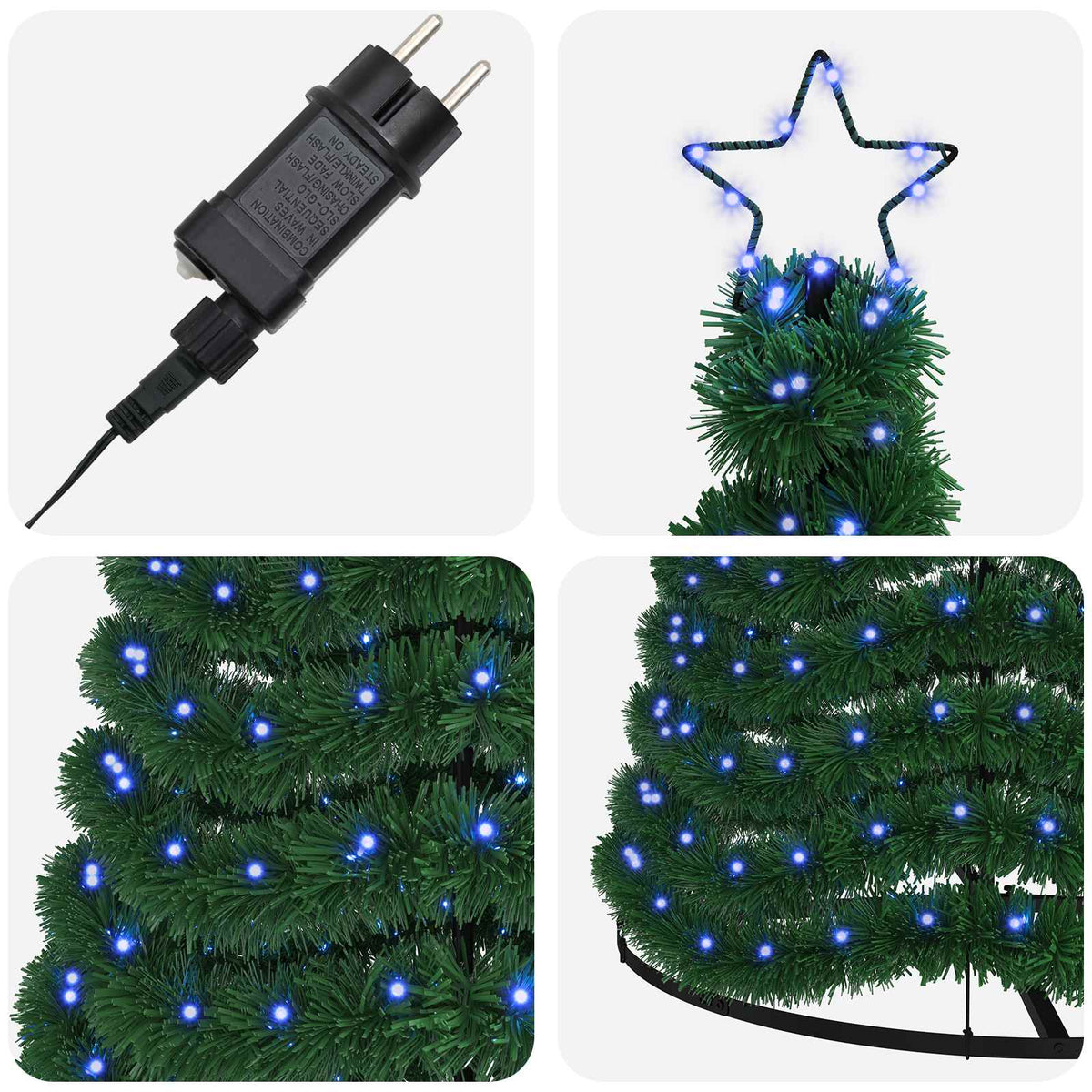 LED blizganti kalėdinė eglutė su pagrindu EKENAS 300 cm 475 LED