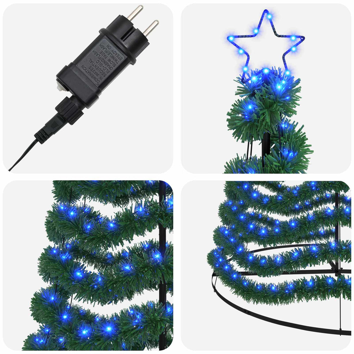 LED blizganti kalėdinė eglutė su pagrindu EKENAS 400 cm 588 LED