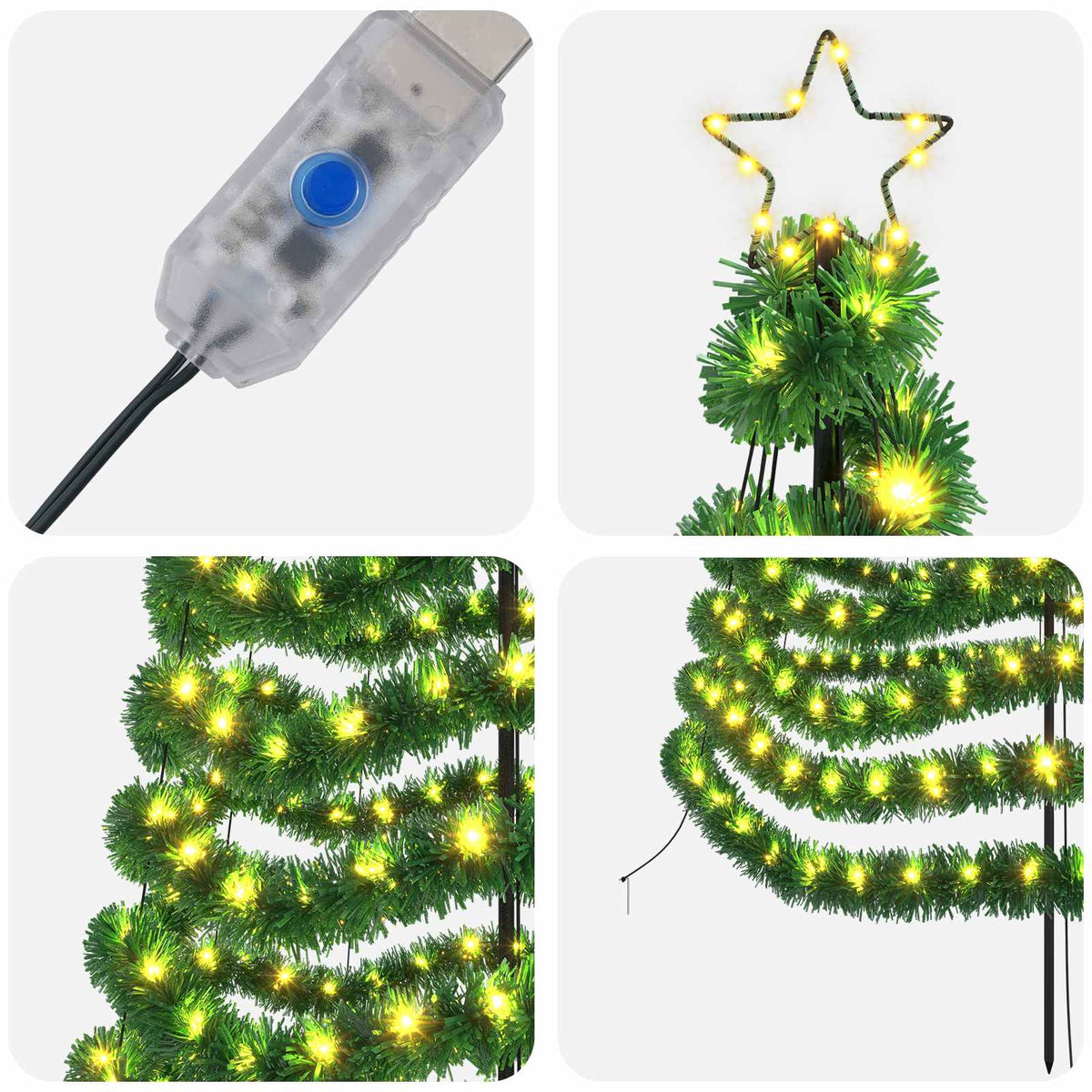 LED blizganti kalėdinė eglutė su smeigtuku EKENAS 180 cm