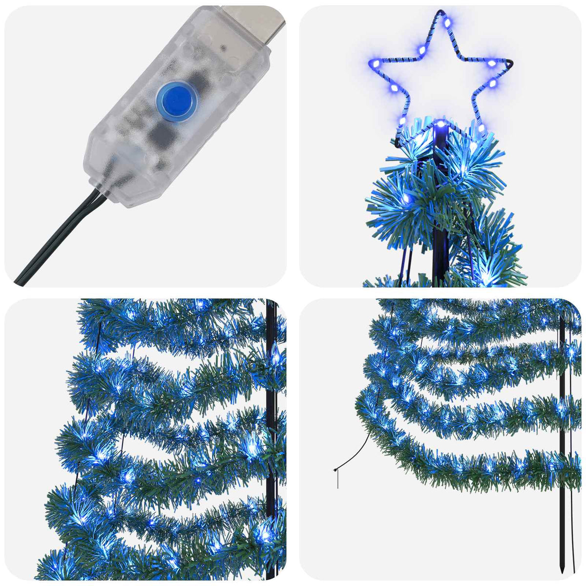 LED blizganti kalėdinė eglutė su smeigtuku EKENAS 180 cm