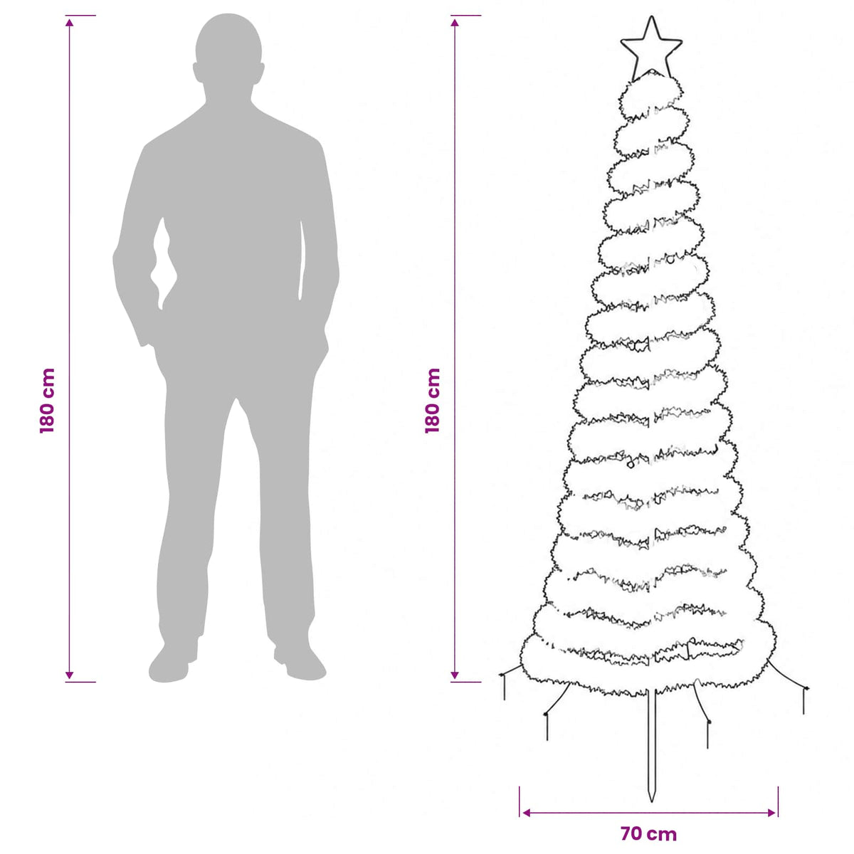 LED blizganti kalėdinė eglutė su smeigtuku EKENAS 180 cm