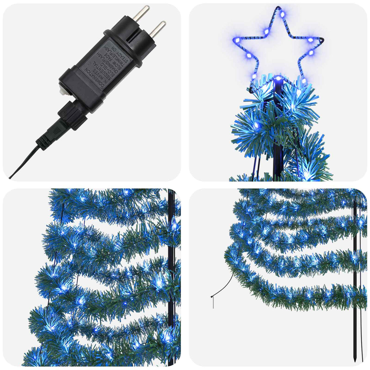 LED blizganti kalėdinė eglutė su smeigtuku EKENAS 300 cm