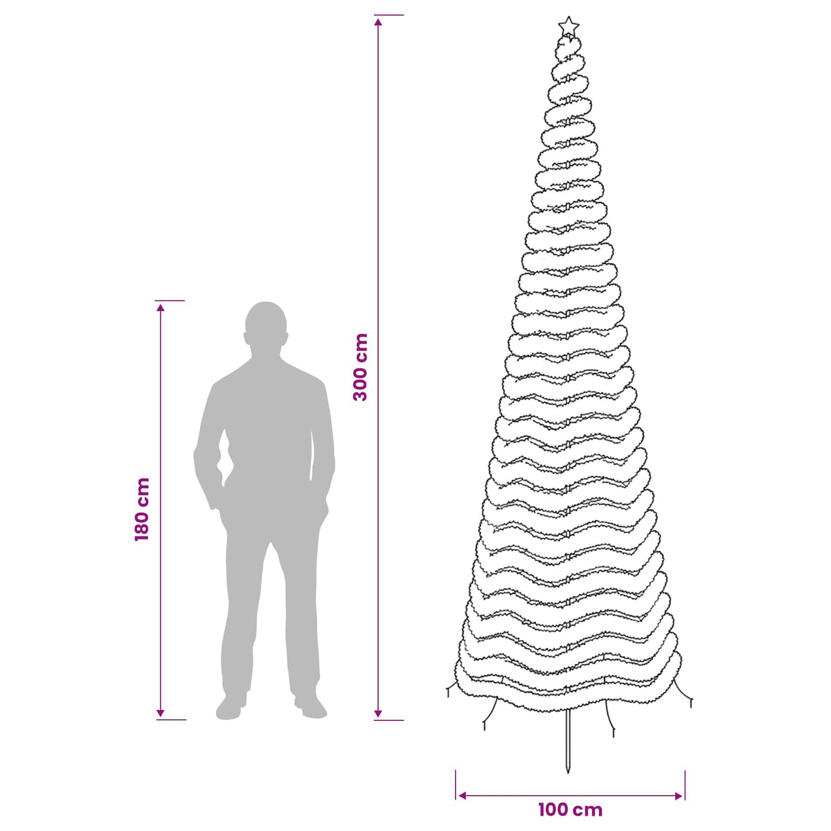 LED blizganti kalėdinė eglutė su smeigtuku EKENAS 300 cm
