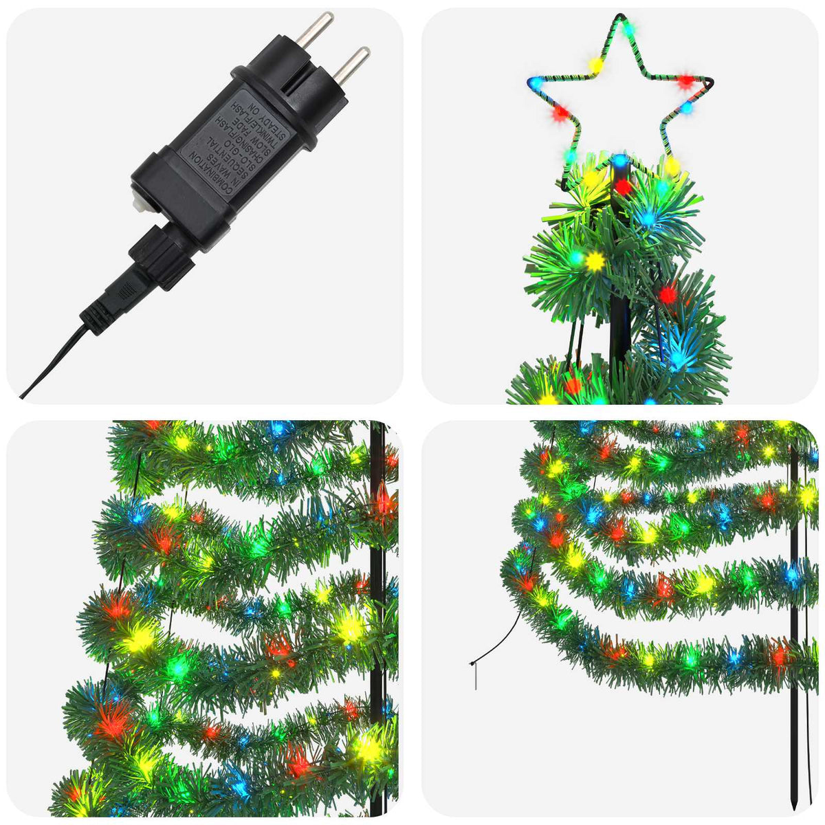 LED blizganti kalėdinė eglutė su smeigtuku EKENAS 400 cm