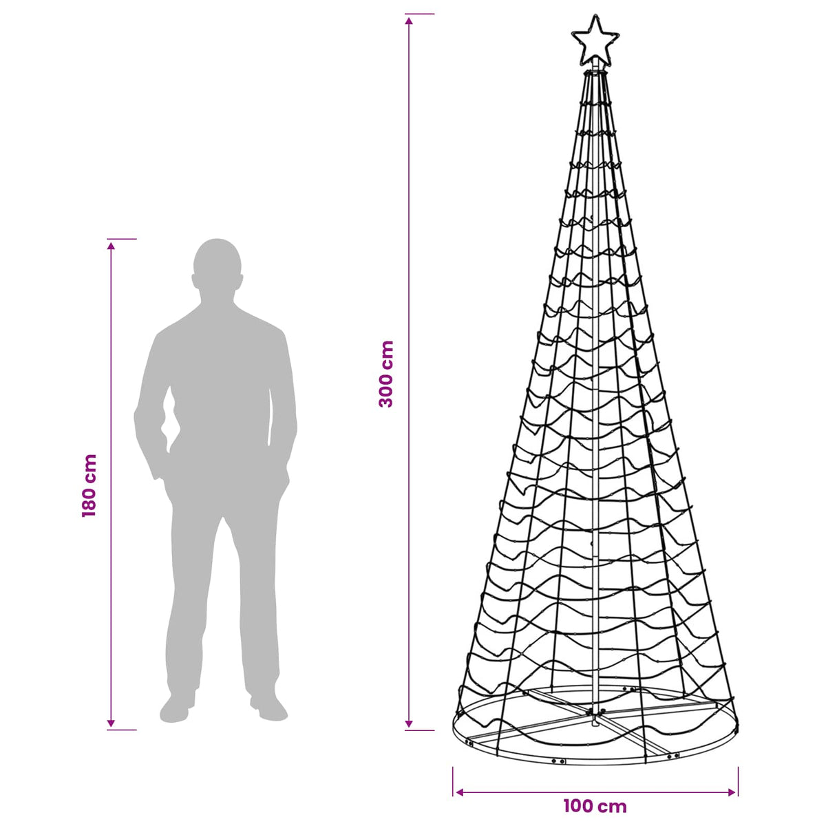 LED spiralinė Kalėdų eglutė su pagrindu EKENAS 250 cm 370 LED