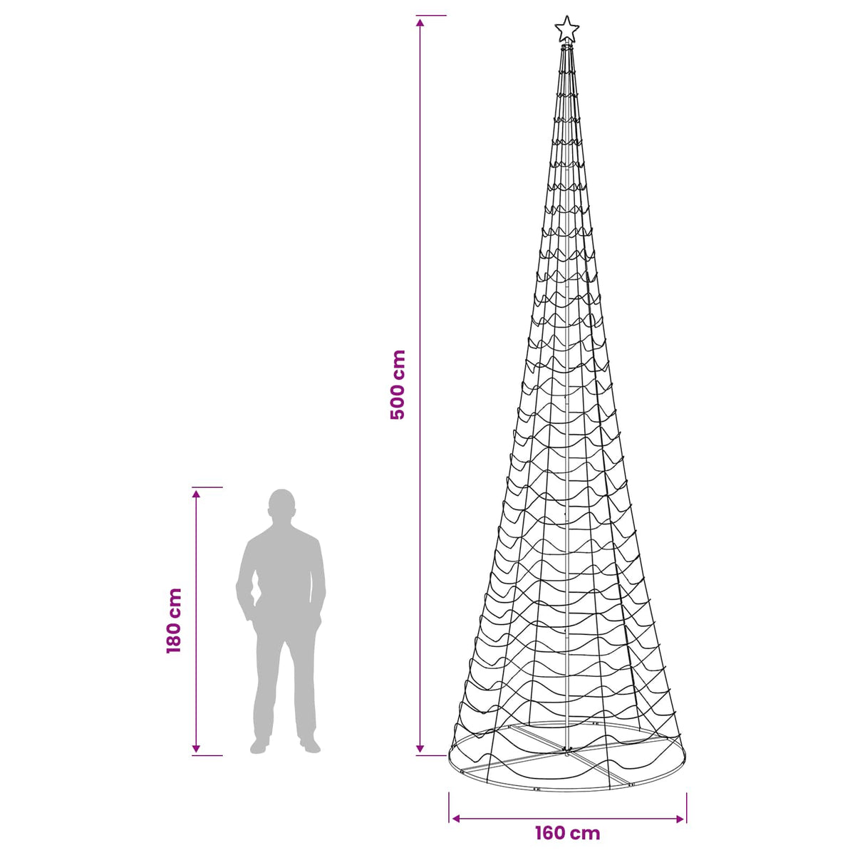 LED spiralinė Kalėdų eglutė su pagrindu EKENAS 500 cm 868 LED