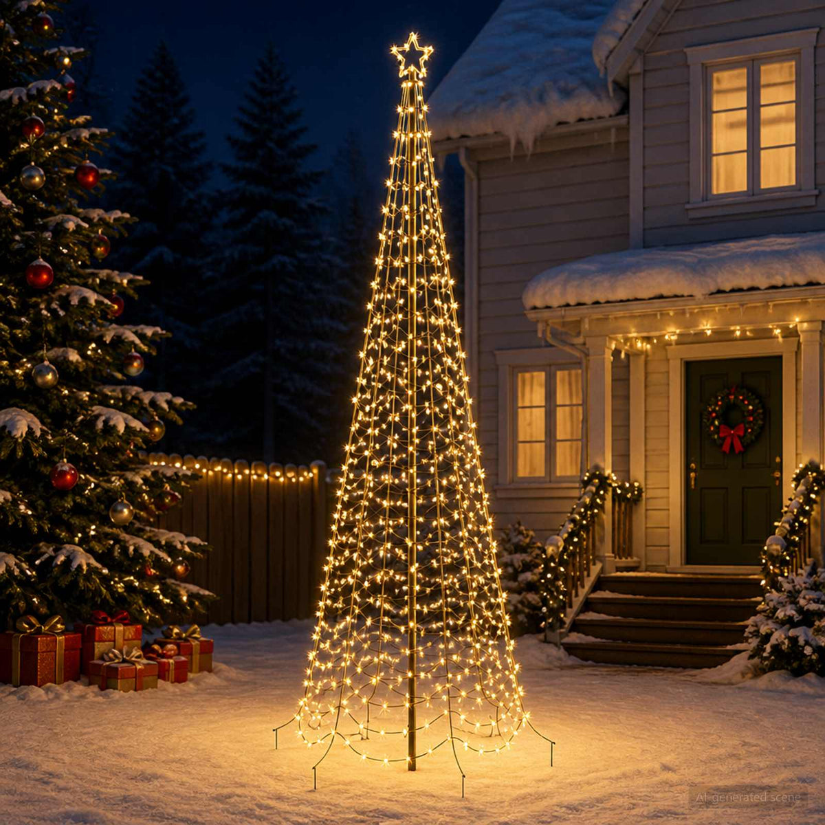 LED spiralinė Kalėdų eglutė su smaigu EKENAS 300 cm 475 LED