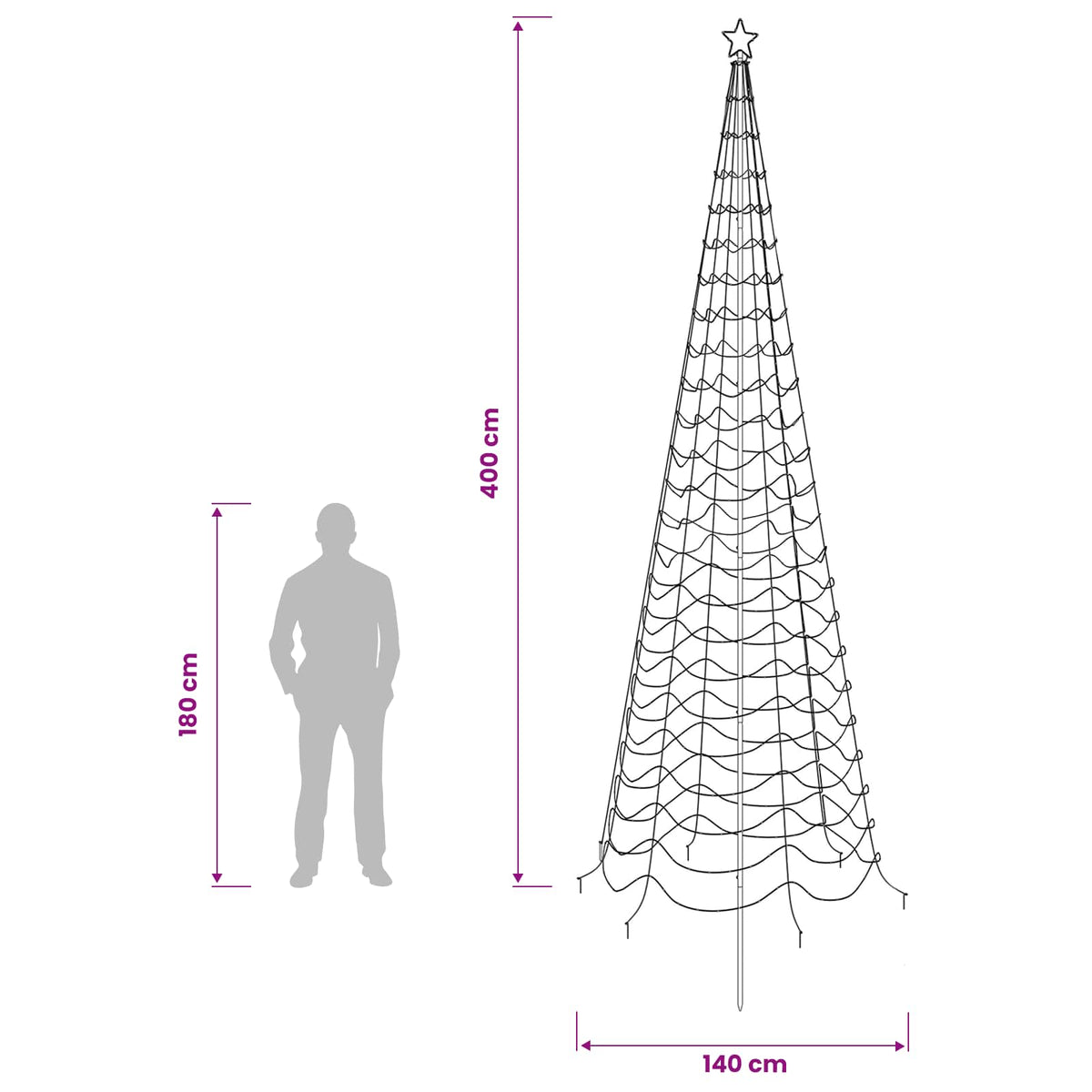 LED spiralinė Kalėdų eglutė su smaigu EKENAS 400 cm 588 LED