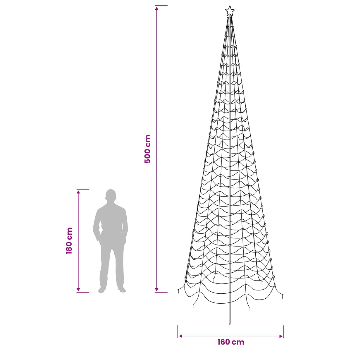 LED spiralinė Kalėdų eglutė su smaigu EKENAS 500 cm 868 LED