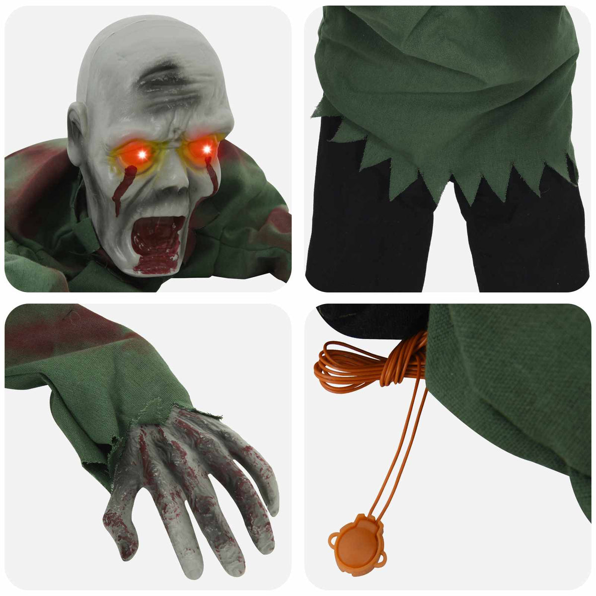 Helovino ropojantis zombis SPOOKA Žalia 110 x 50 x 21 cm