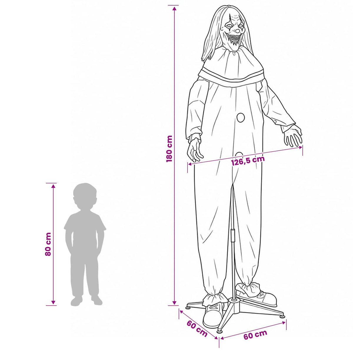 Baisus Helovino klounas SPOOKA Geltona ir mėlyna 126,5 x 180 cm