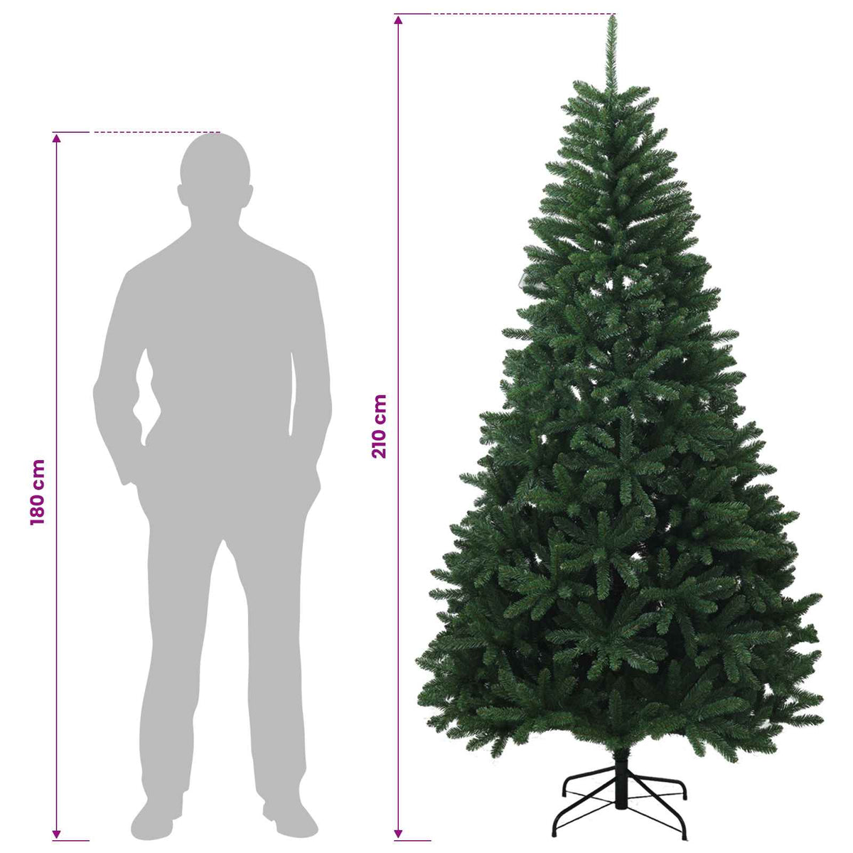 Dirbtinė Sulankstoma Kalėdų Eglutė 210 cm PVC Vidutinė žalia