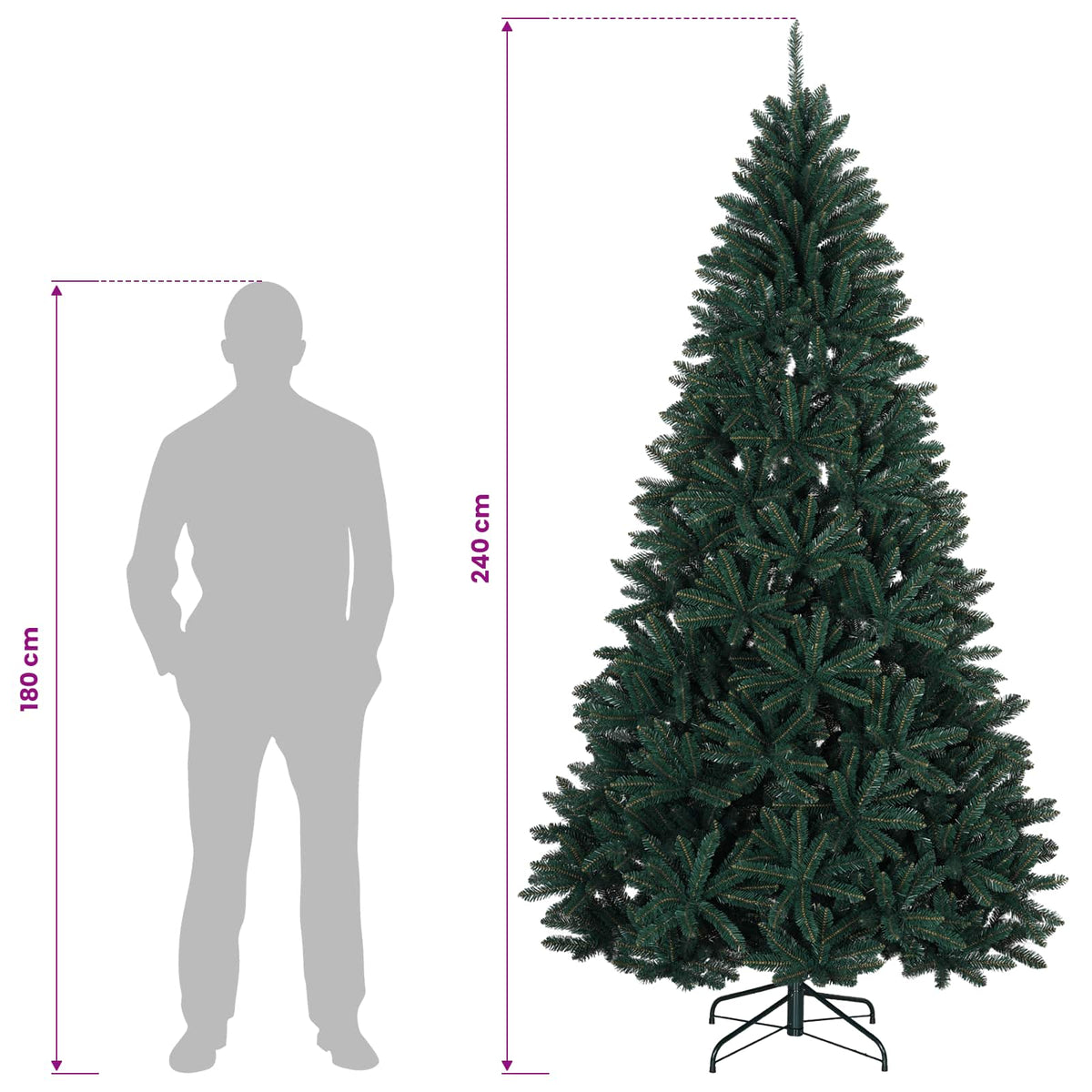 Dirbtinė Sulankstoma Kalėdų Eglutė 240 cm PVC Tamsiai žalia