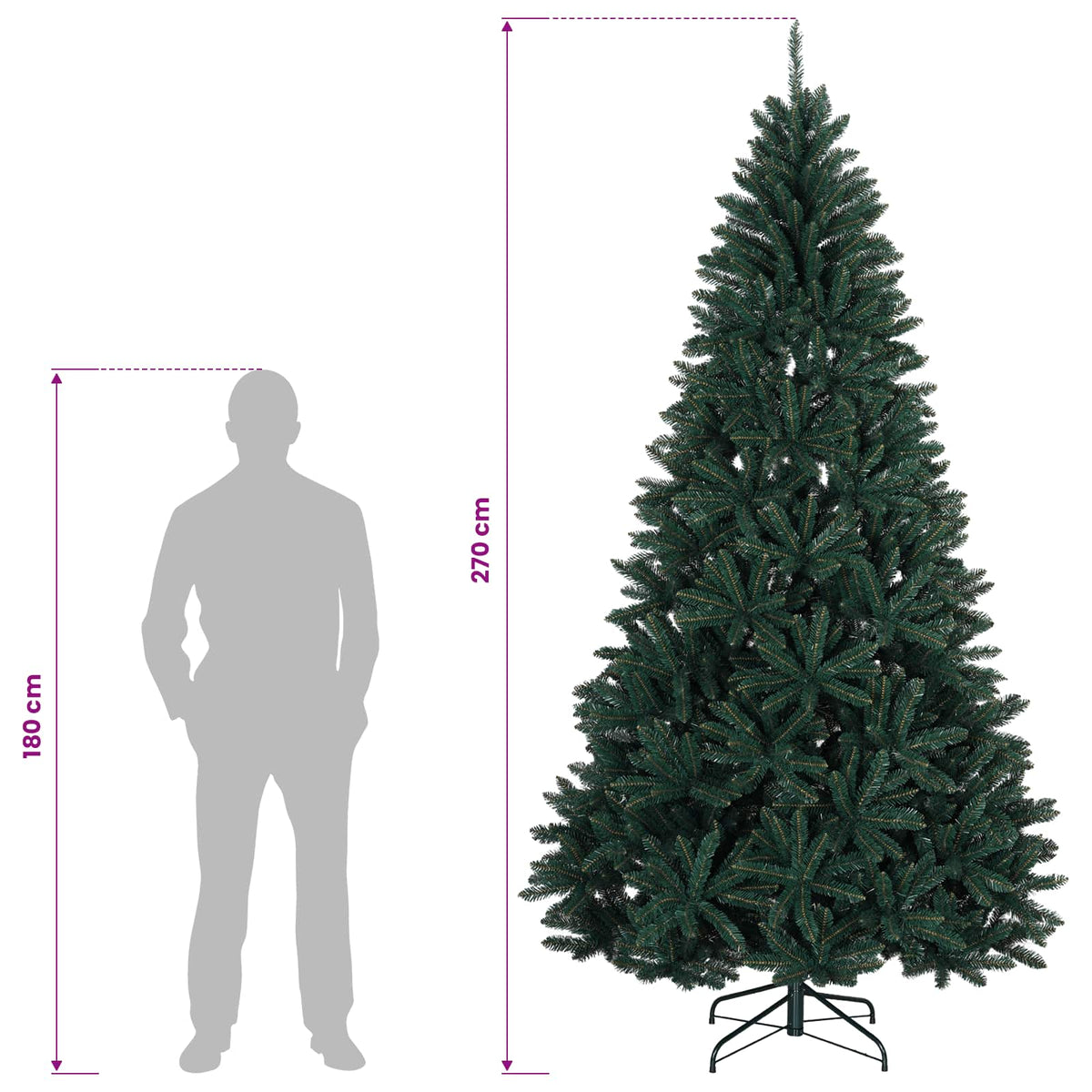 Dirbtinė Sulankstoma Kalėdų Eglutė 270 cm PVC Tamsiai žalia