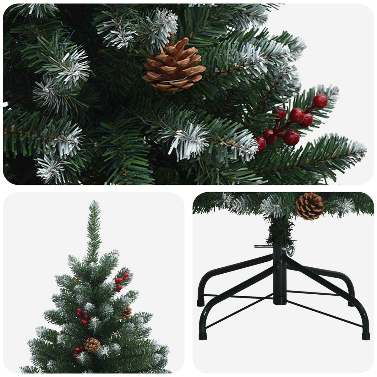 Dirbtinė Sulankstoma Kalėdų Eglutė 150 cm PVC Žalia ir balta