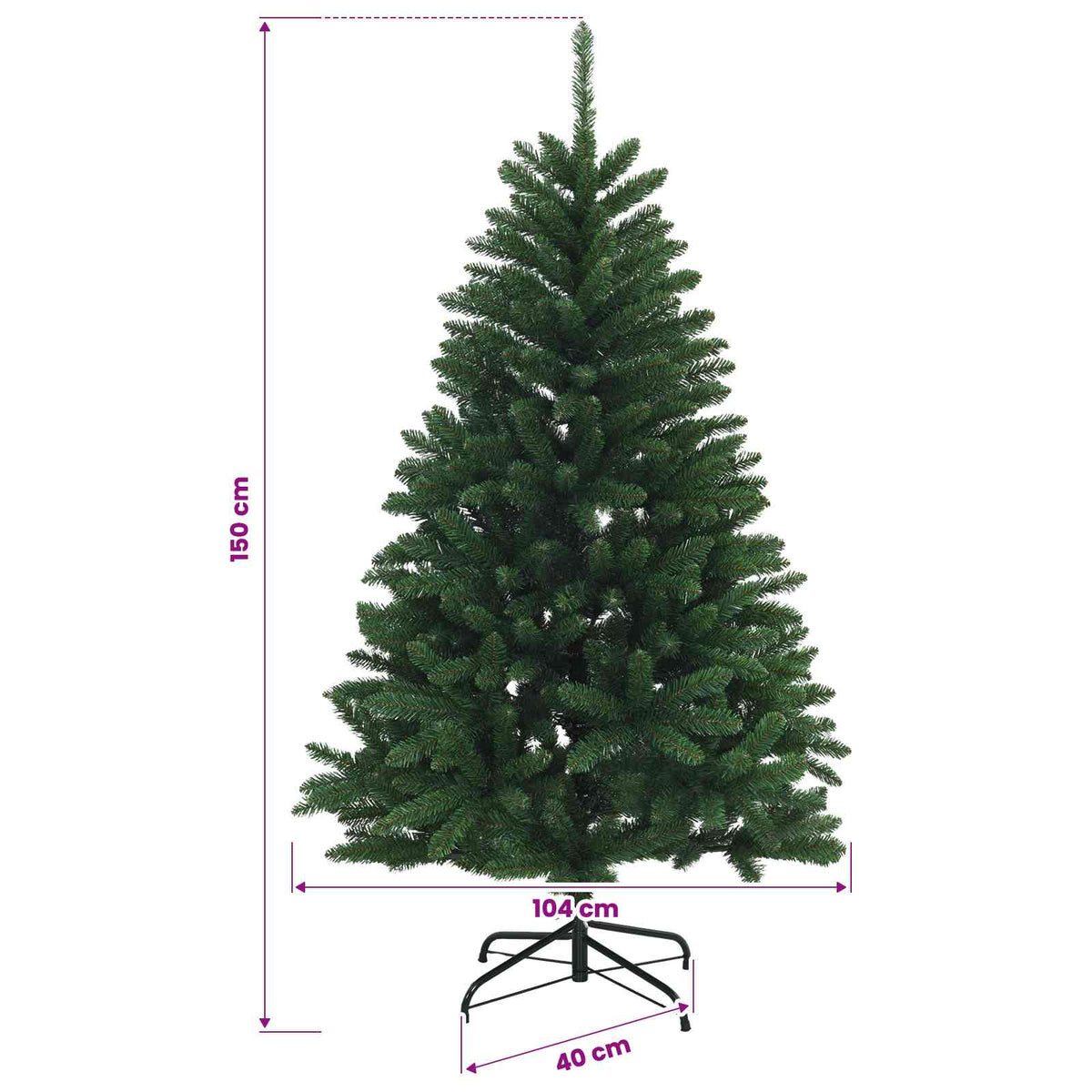 Dirbtinė Sulankstoma Kalėdų Eglutė 150 cm PVC Vidutinė žalia
