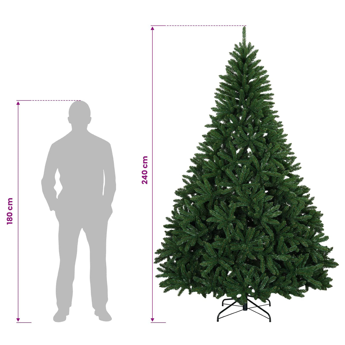 Dirbtinė Sulankstoma Kalėdų Eglutė 240 cm PVC Vidutinė žalia
