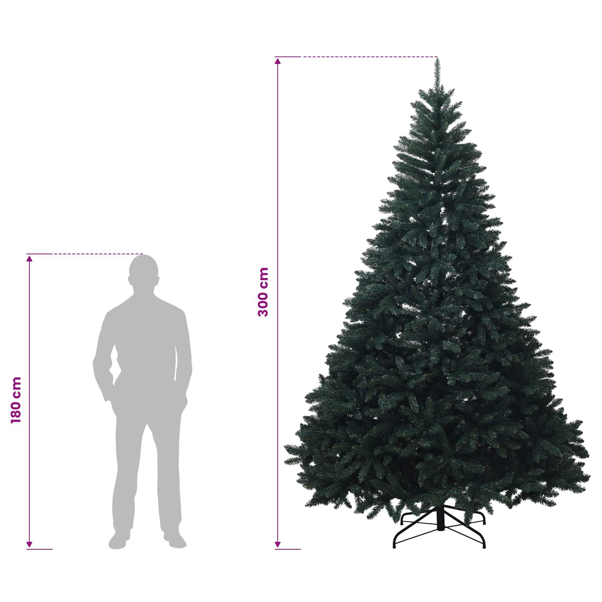 Dirbtinė Sulankstoma Kalėdų Eglutė 300 cm PVC Tamsiai žalia