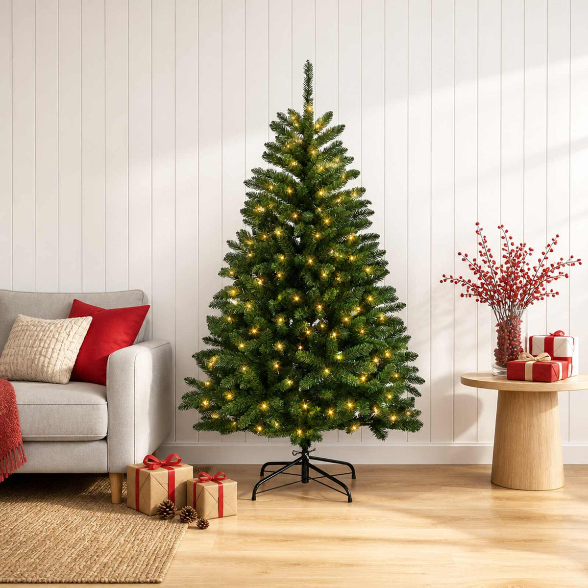 Dirbtinė Sulankstoma Kalėdų Eglutė 150 cm 150 LED Šilta balta