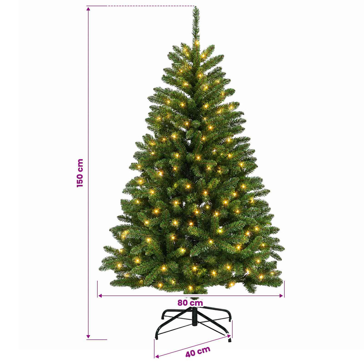 Dirbtinė Sulankstoma Kalėdų Eglutė 150 cm 150 LED Šilta balta