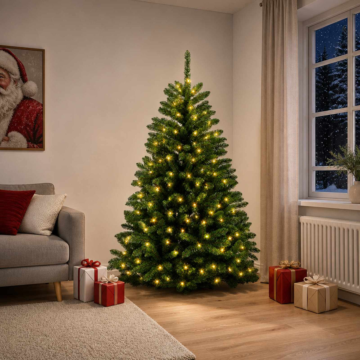 Dirbtinė Sulankstoma Kalėdų Eglutė 180 cm 300 LED Šilta balta