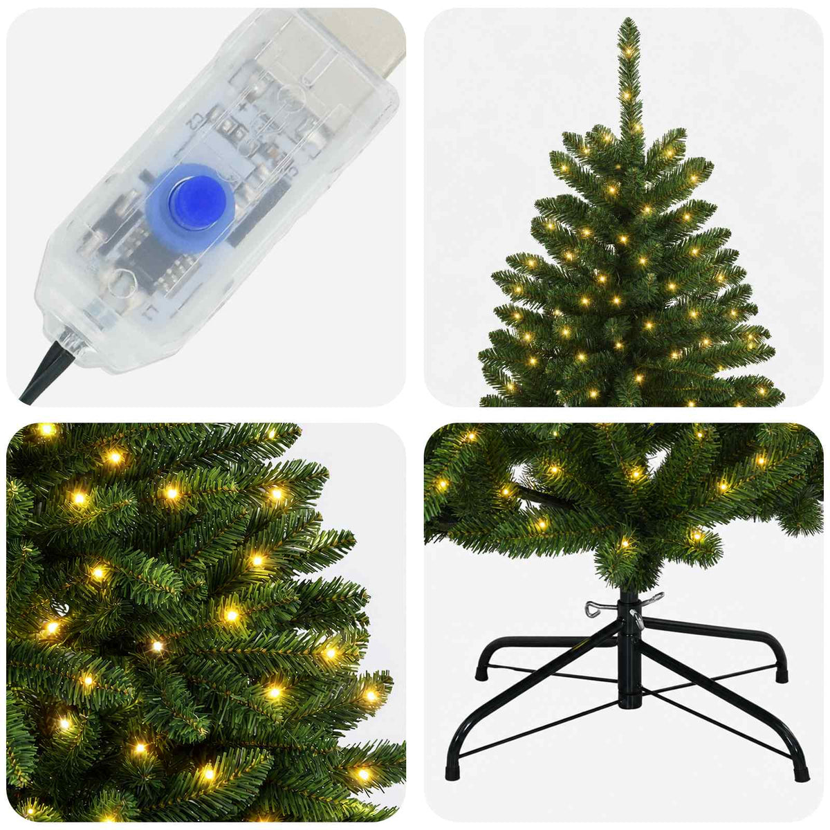 Dirbtinė Sulankstoma Kalėdų Eglutė 180 cm 300 LED Šilta balta
