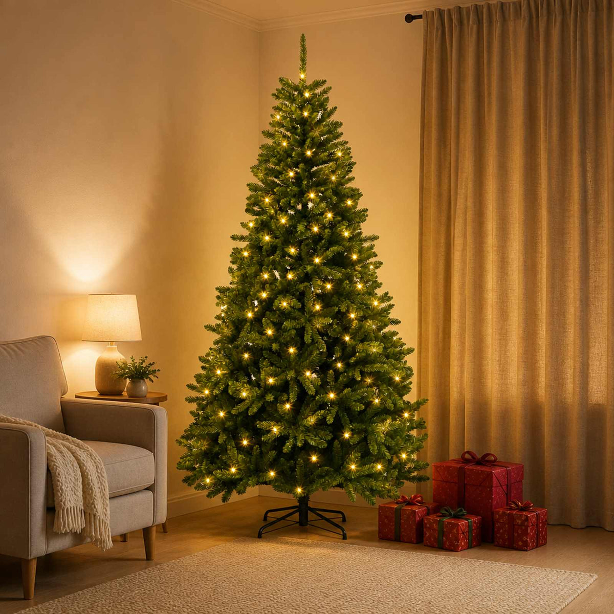 Dirbtinė Sulankstoma Kalėdų Eglutė 240 cm 600 LED Šilta balta