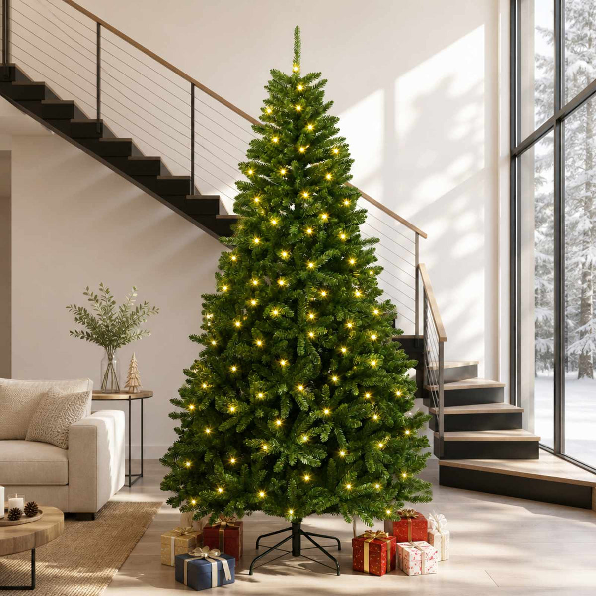 Dirbtinė Sulankstoma Kalėdų Eglutė 300 cm 1000 LED Šilta balta