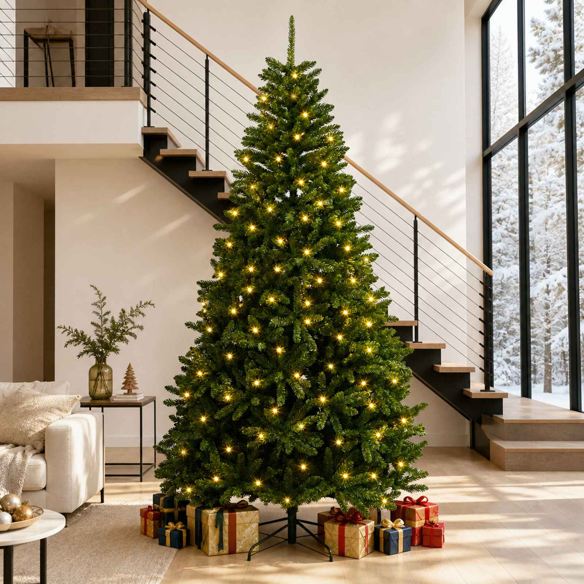 Dirbtinė Sulankstoma Kalėdų Eglutė 270 cm 600 LED Šilta balta