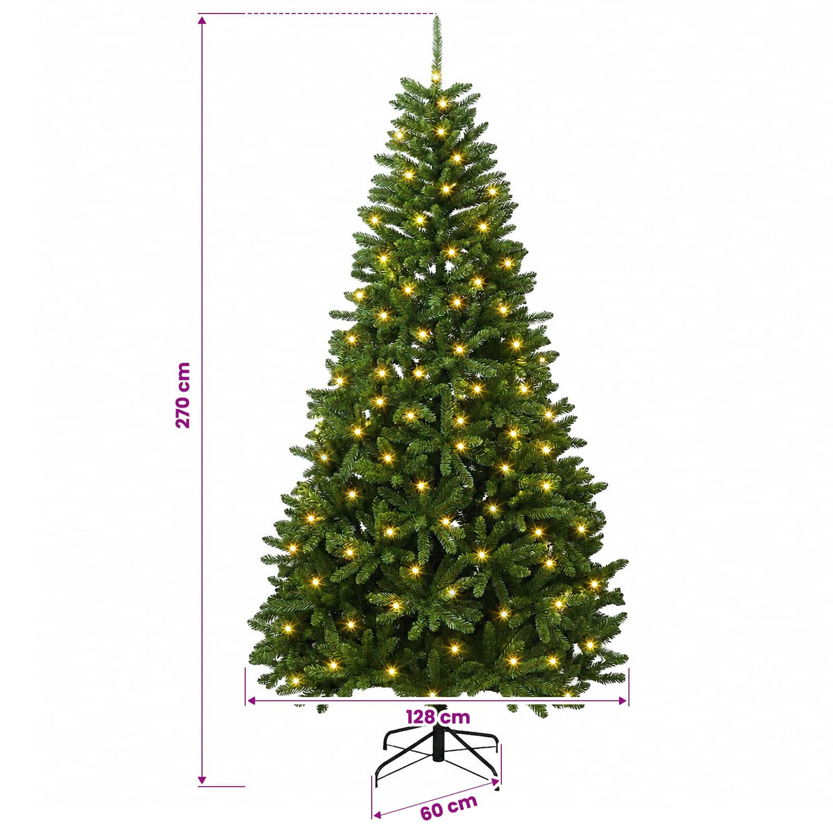 Dirbtinė Sulankstoma Kalėdų Eglutė 270 cm 600 LED Šilta balta