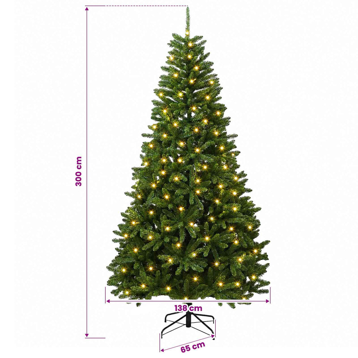 Dirbtinė Sulankstoma Kalėdų Eglutė 300 cm 1000 LED Šilta balta