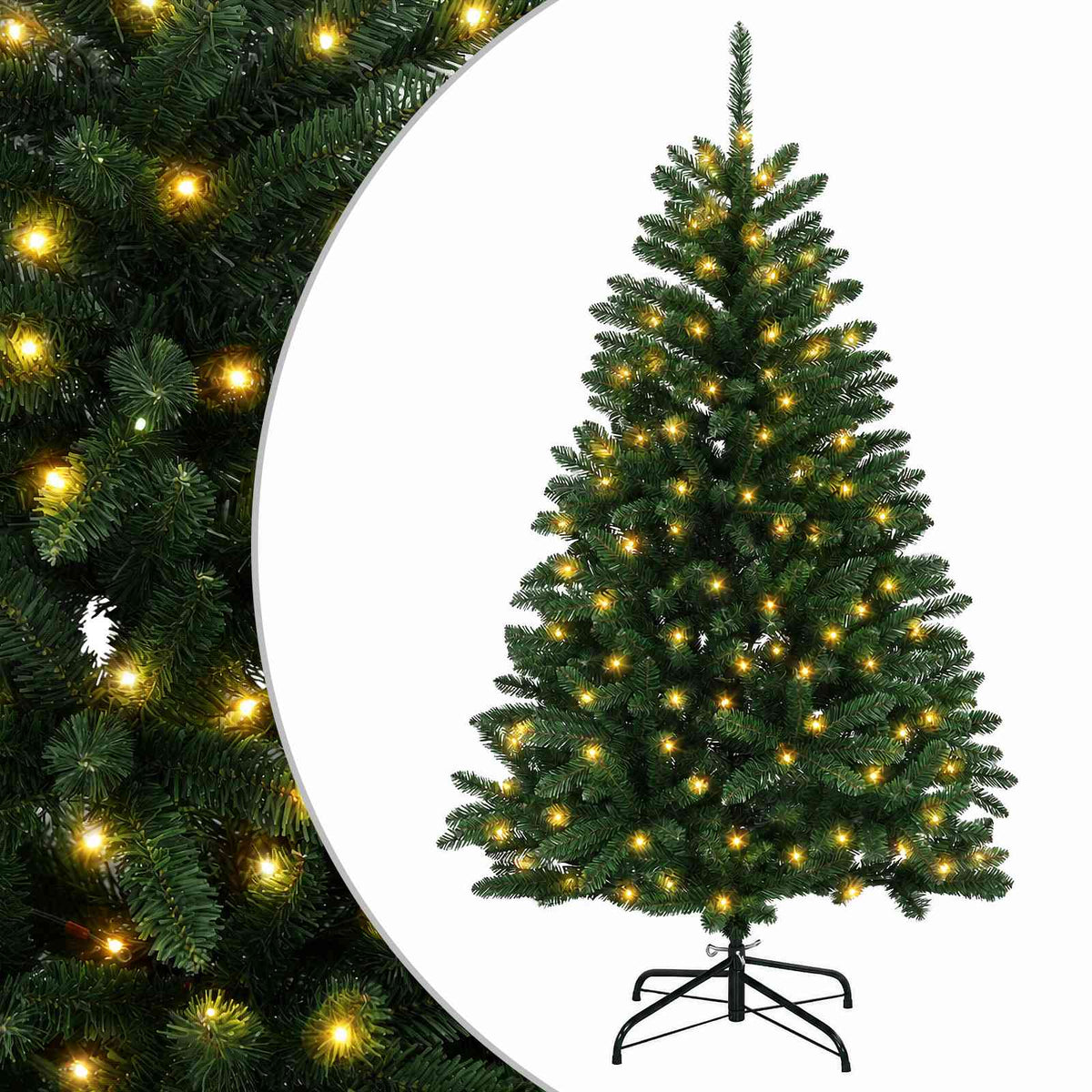 Dirbtinė Sulankstoma Kalėdų Eglutė 120 cm 150 LED Šilta balta