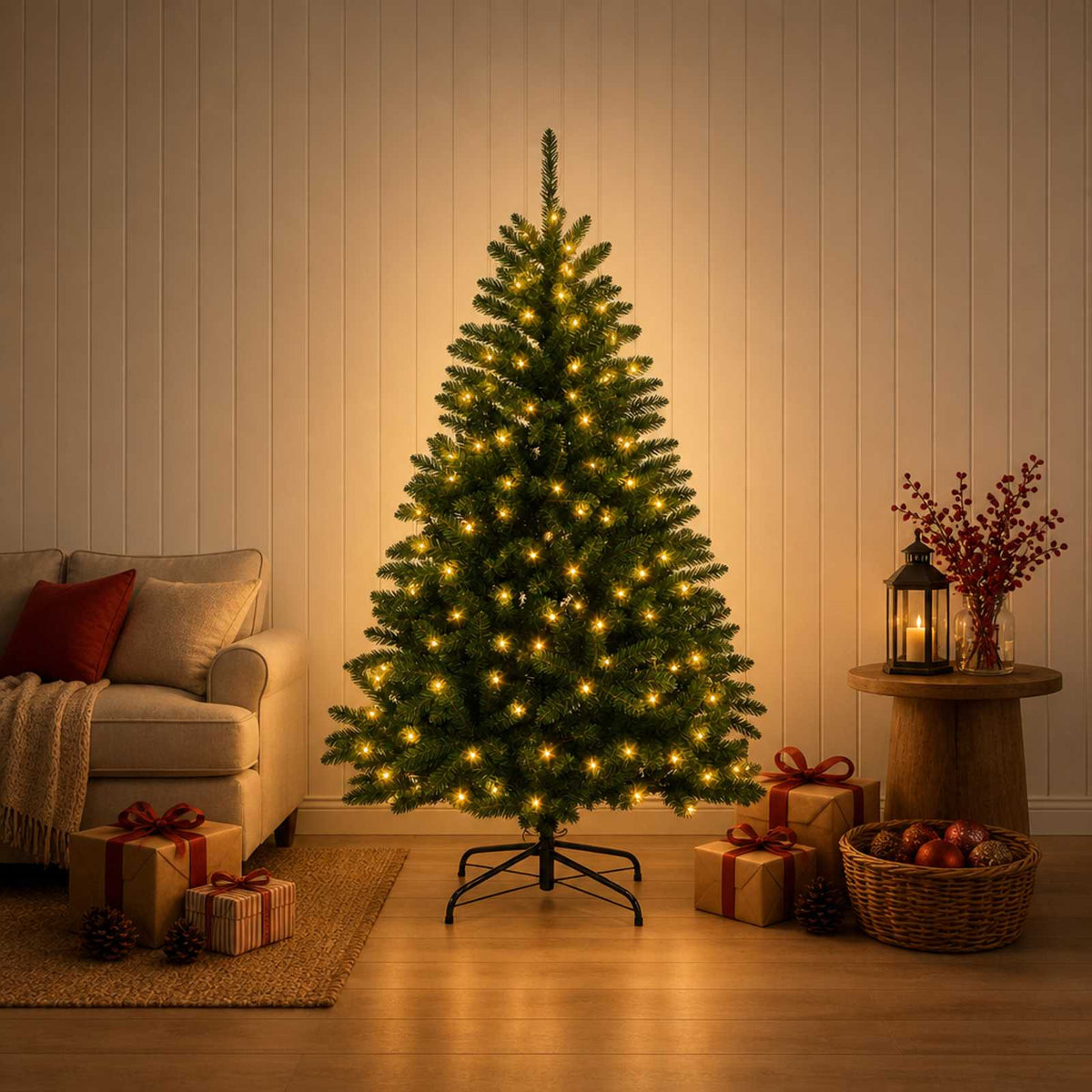 Dirbtinė Sulankstoma Kalėdų Eglutė 180 cm 300 LED Šilta balta