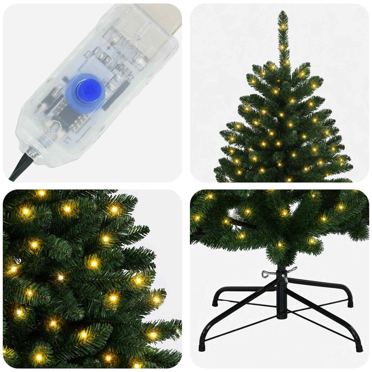 Dirbtinė Sulankstoma Kalėdų Eglutė 240 cm 600 LED Šilta balta
