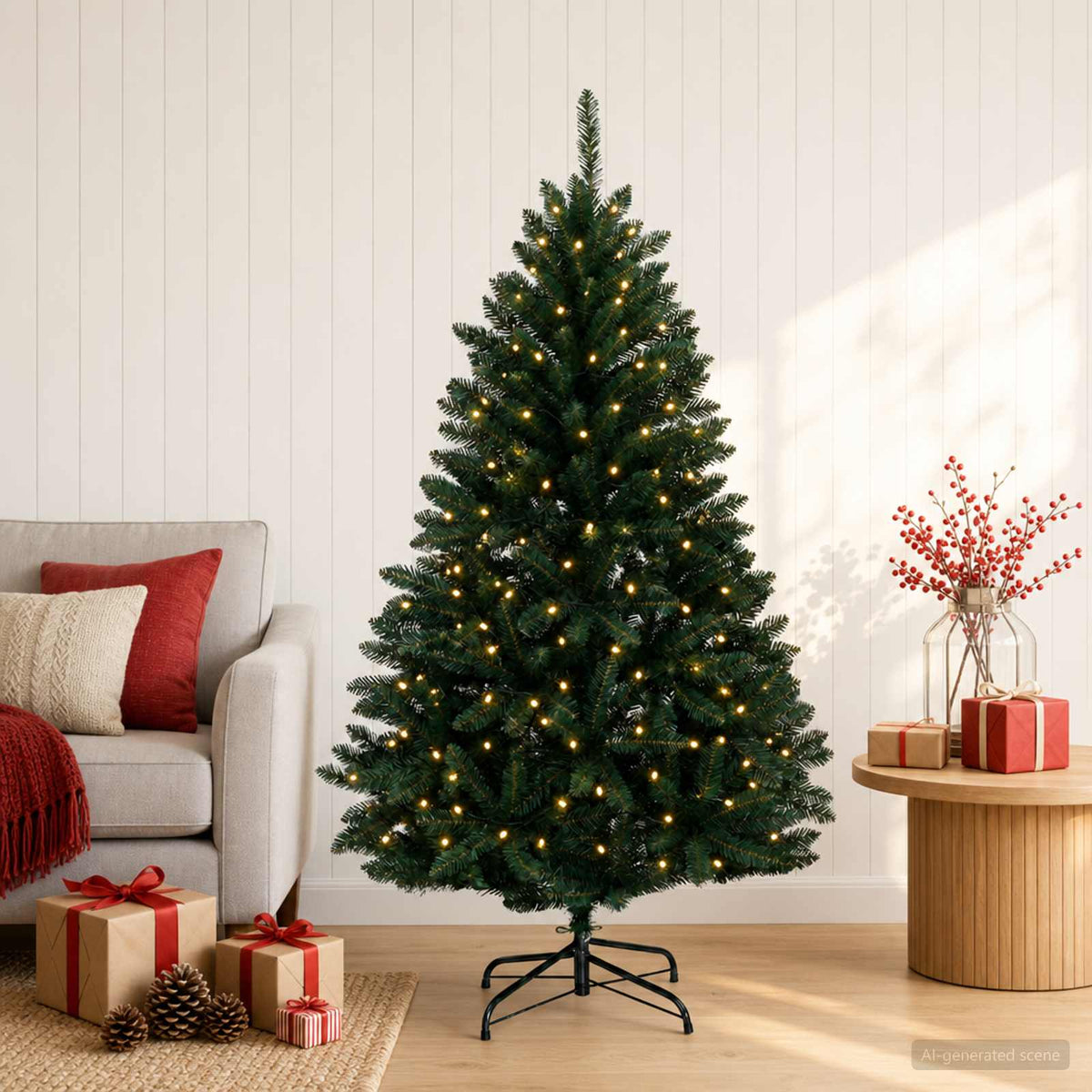 Dirbtinė Sulankstoma Kalėdų Eglutė 150 cm 150 LED Šilta balta