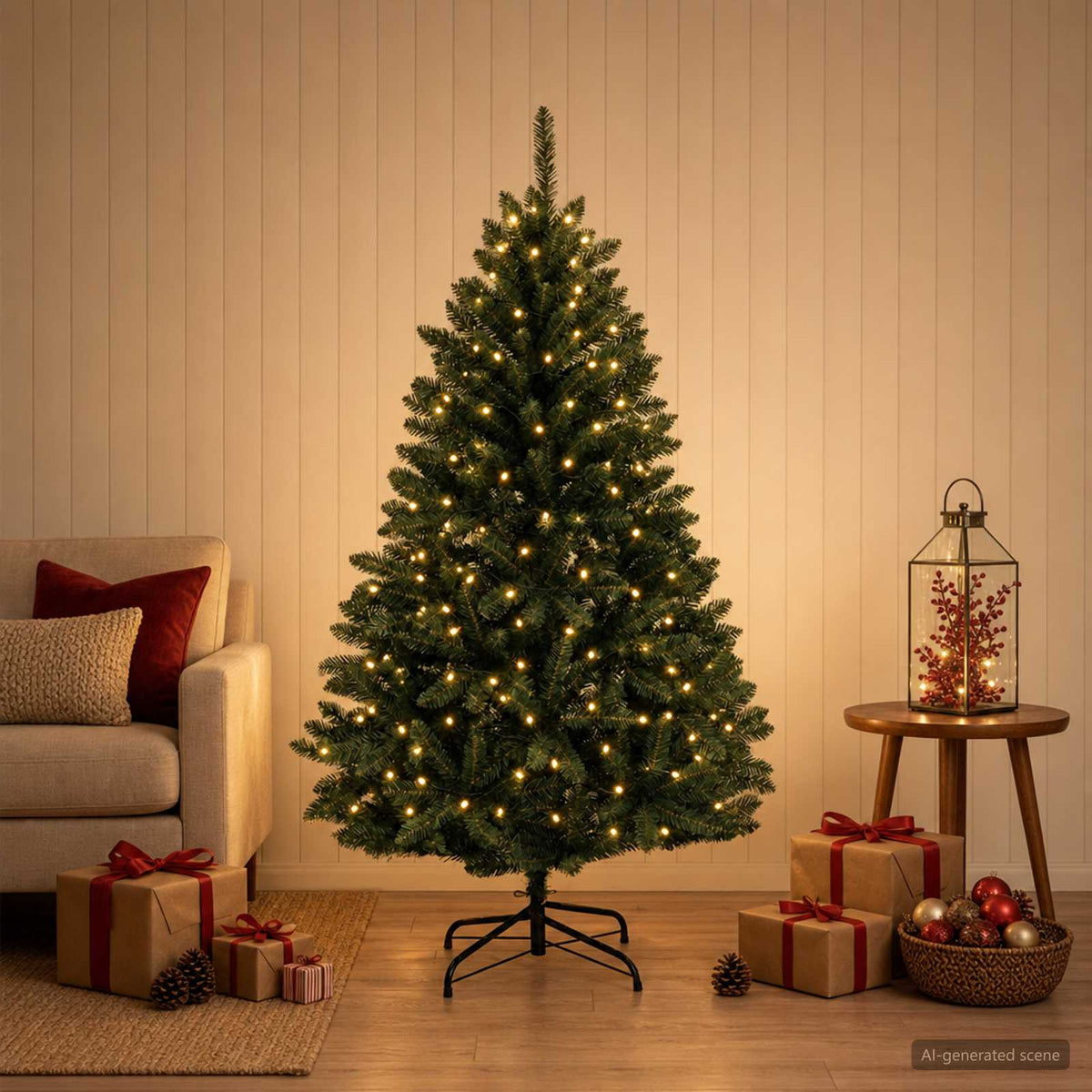 Dirbtinė Sulankstoma Kalėdų Eglutė 150 cm 150 LED Šilta balta