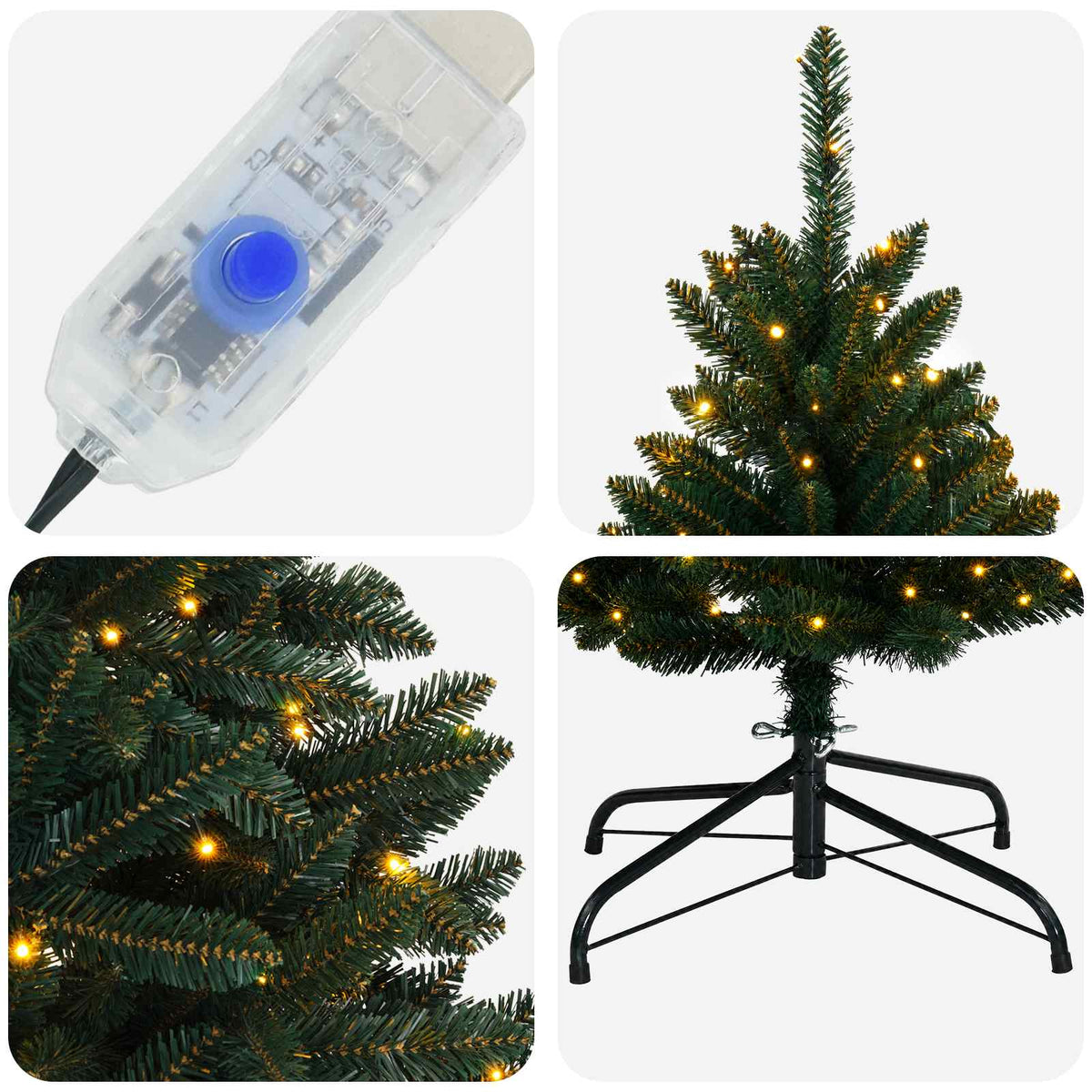 Dirbtinė Sulankstoma Kalėdų Eglutė 180 cm 300 LED Šilta balta