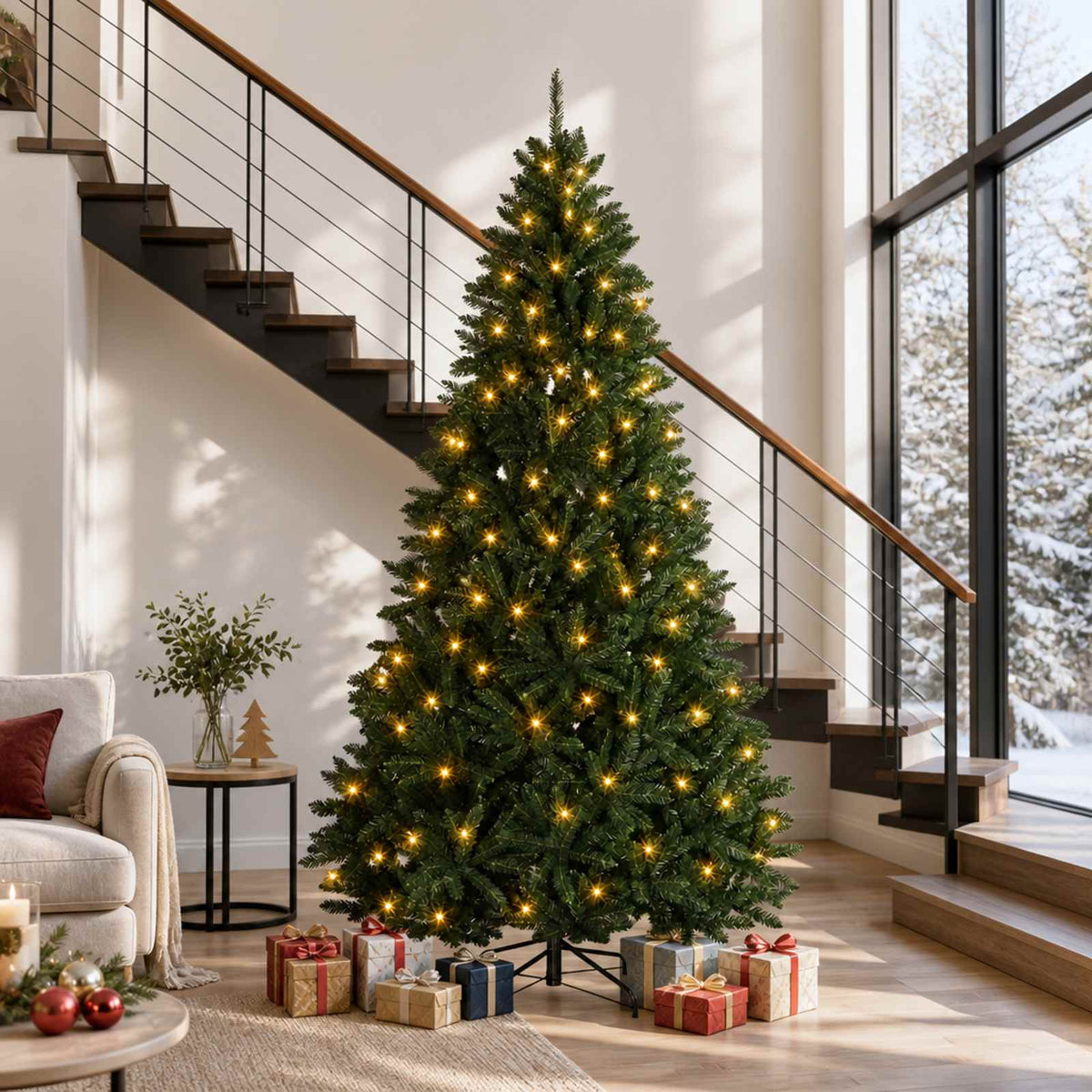 Dirbtinė Sulankstoma Kalėdų Eglutė 300 cm 1000 LED Šilta balta