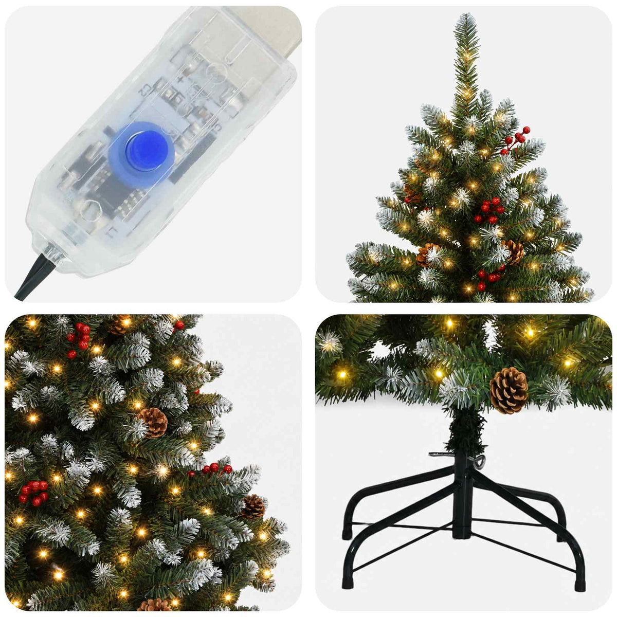 Dirbtinė Sulankstoma Kalėdų Eglutė 120 cm 150 LED Šilta balta