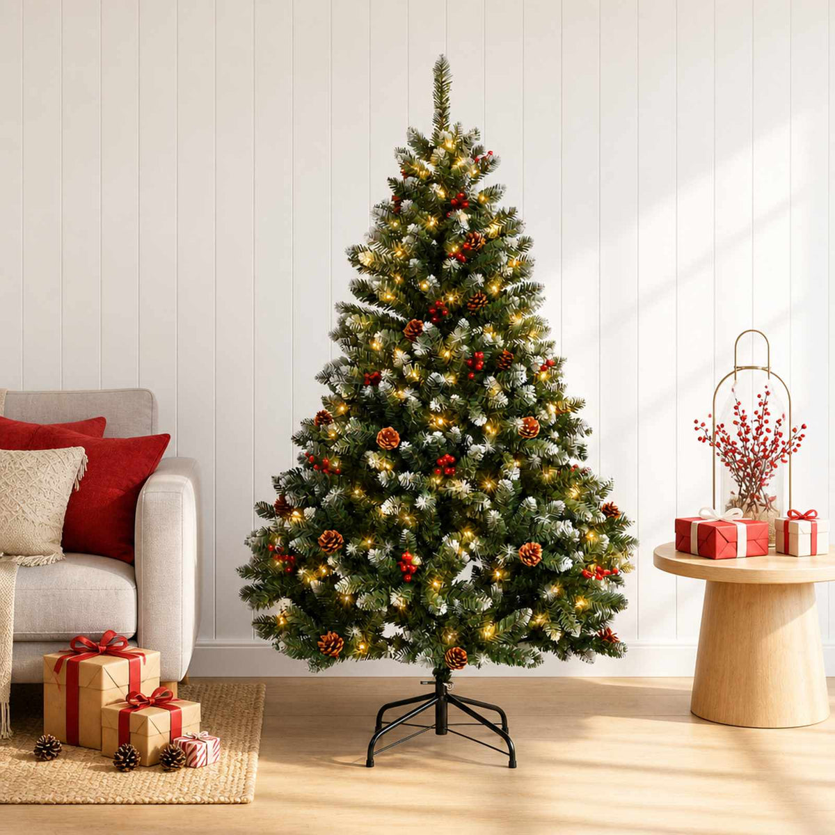 Dirbtinė Sulankstoma Kalėdų Eglutė 150 cm 150 LED Šilta balta