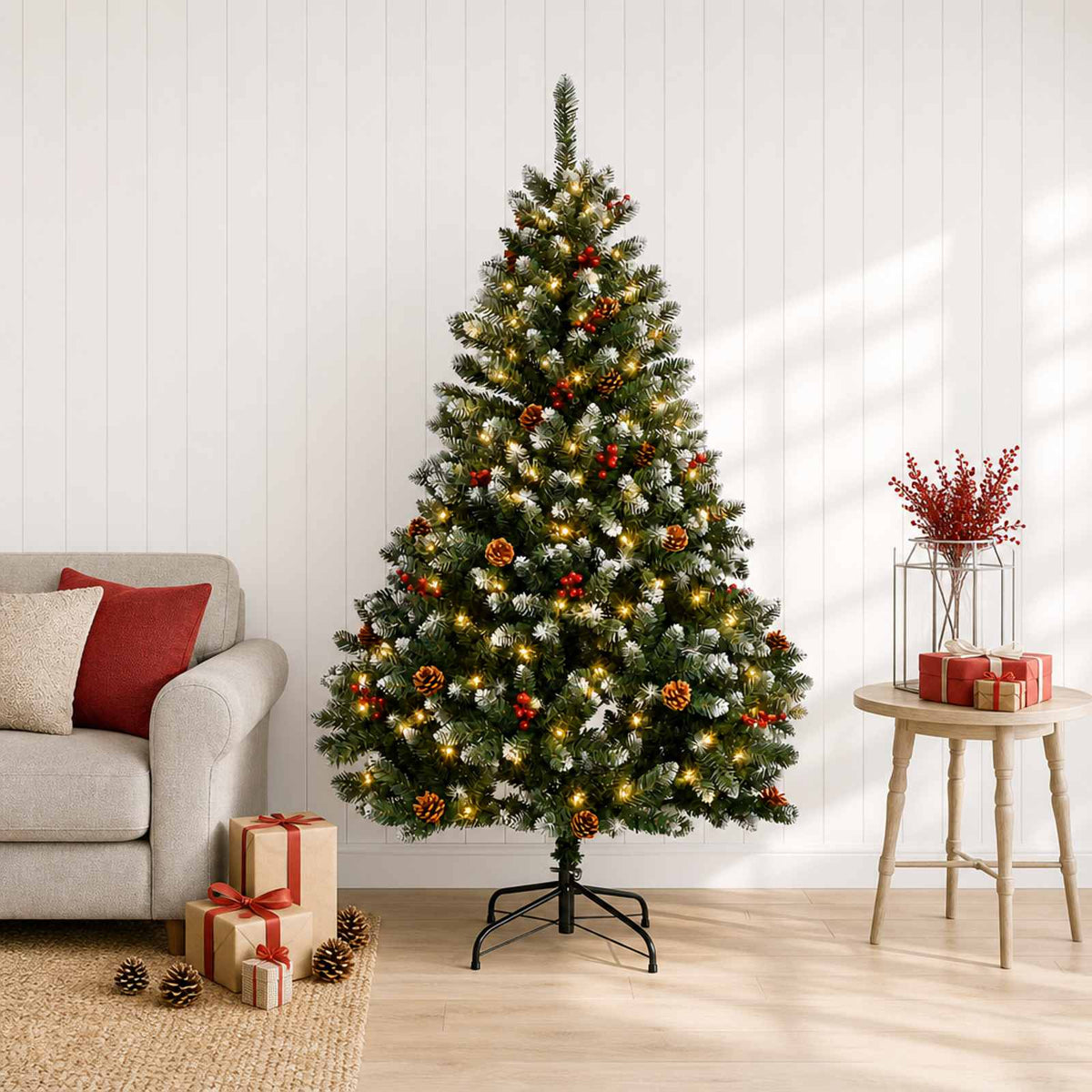 Dirbtinė Sulankstoma Kalėdų Eglutė 180 cm 300 LED Šilta balta