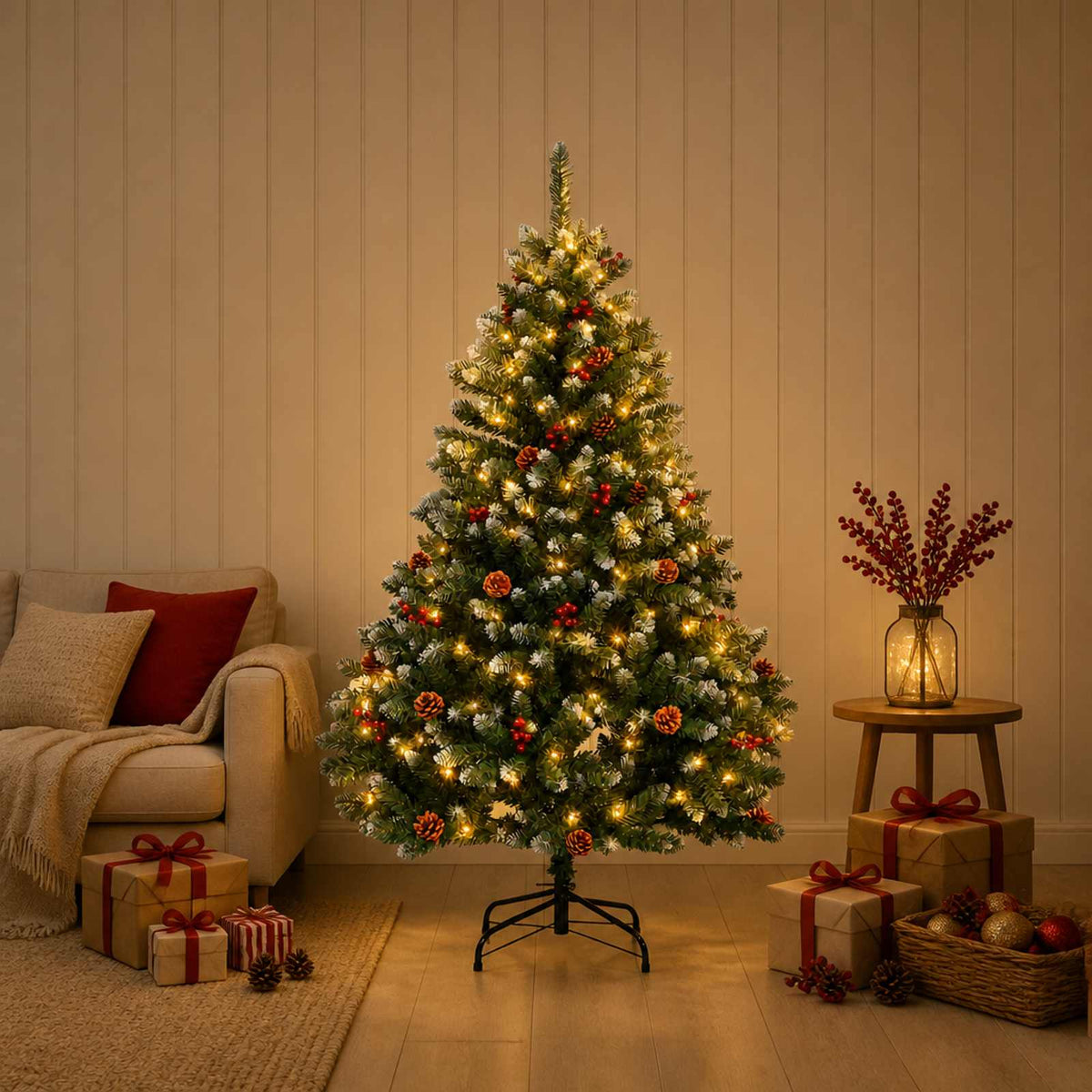 Dirbtinė Sulankstoma Kalėdų Eglutė 180 cm 300 LED Šilta balta