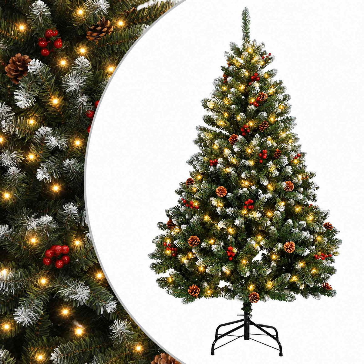 Dirbtinė Sulankstoma Kalėdų Eglutė 180 cm 300 LED Šilta balta