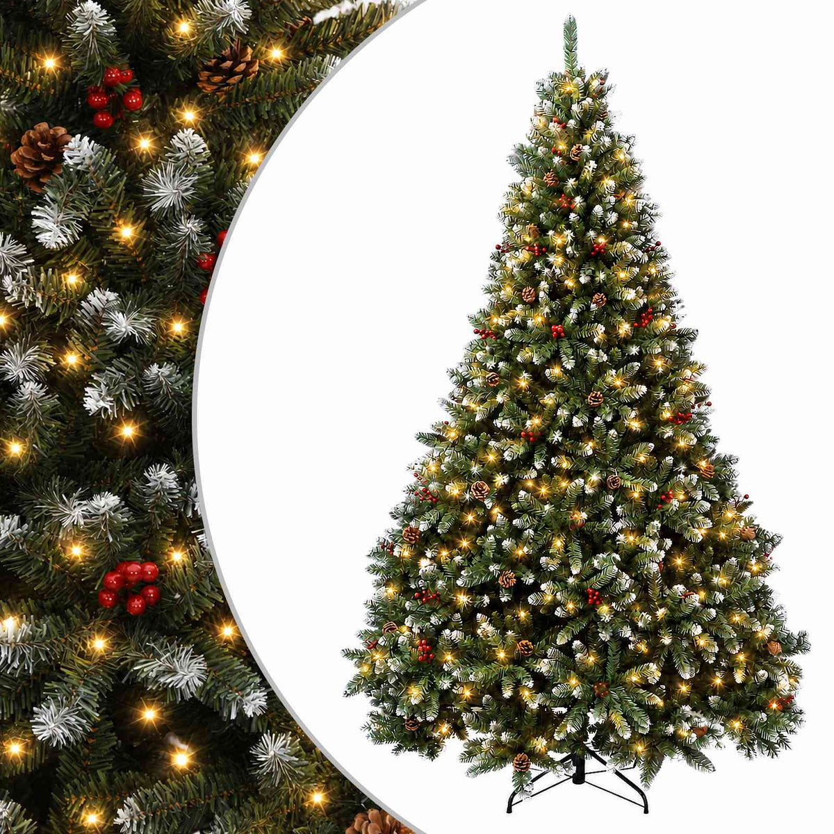 Dirbtinė Sulankstoma Kalėdų Eglutė 270 cm 600 LED Šilta balta