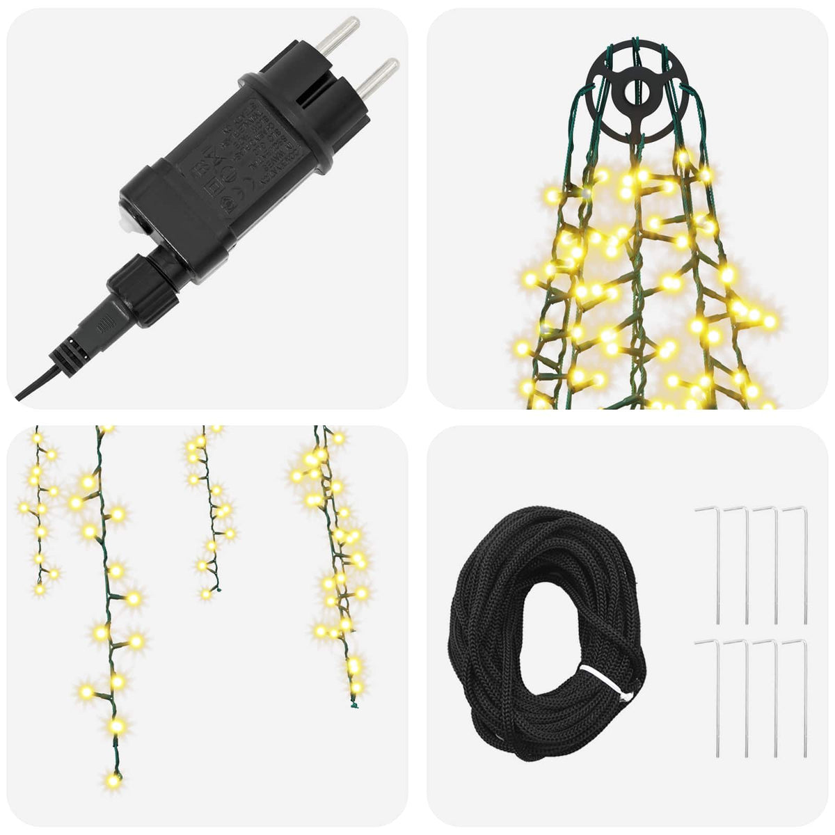 Kalėdinės eglutės lemputės su 8 LED 1000 LED Šilta balta