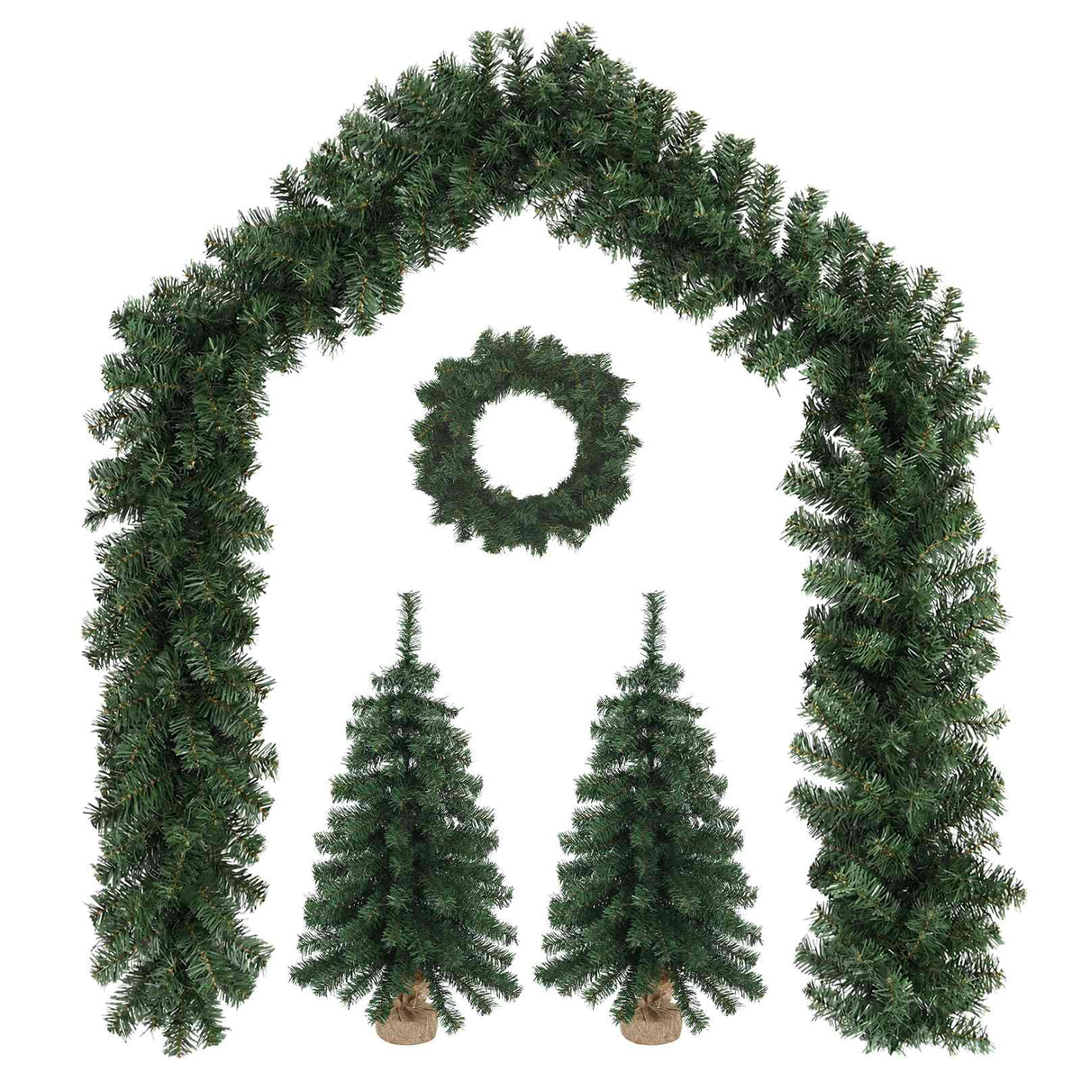 Mini kalėdinių eglučių rinkinys 45 cm PVC Žalia