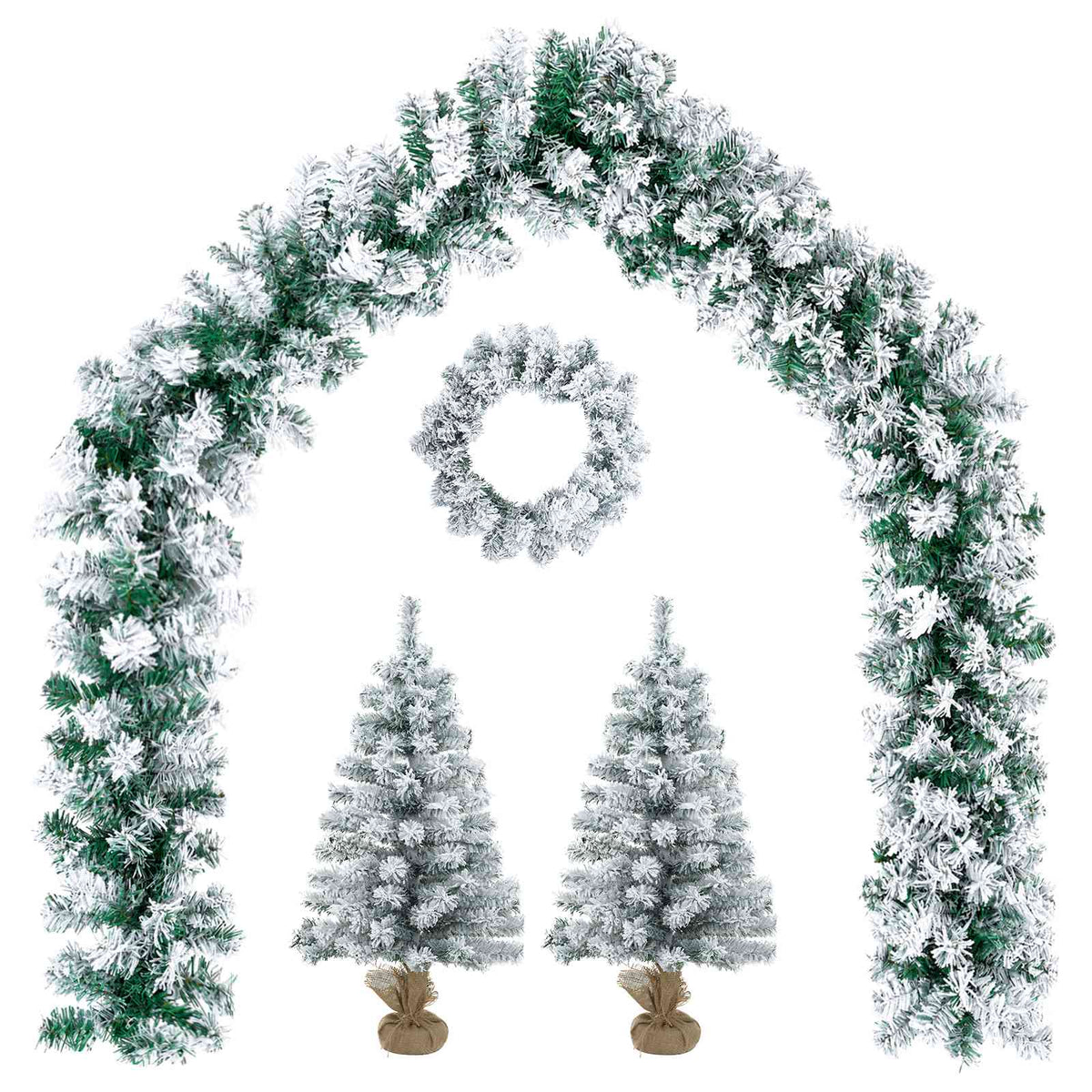 Mini kalėdinių eglučių rinkinys 45 cm PVC Žalia ir balta