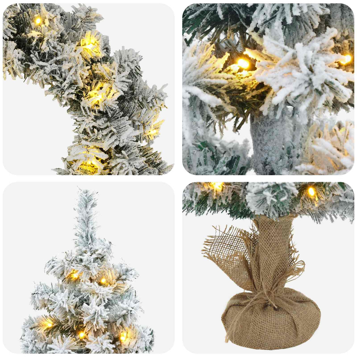 Mini kalėdinių eglučių rinkinys 45 cm 125 LED Šilta balta PVC
