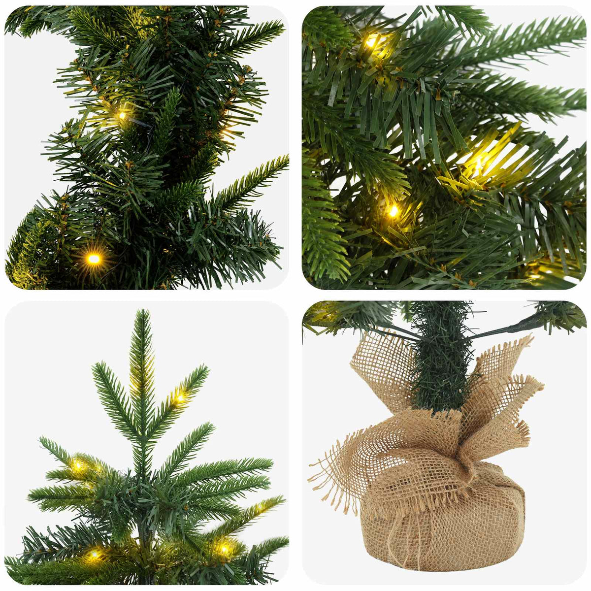 Mini kalėdinių eglučių rinkinys 45 cm 125 LED Šilta balta