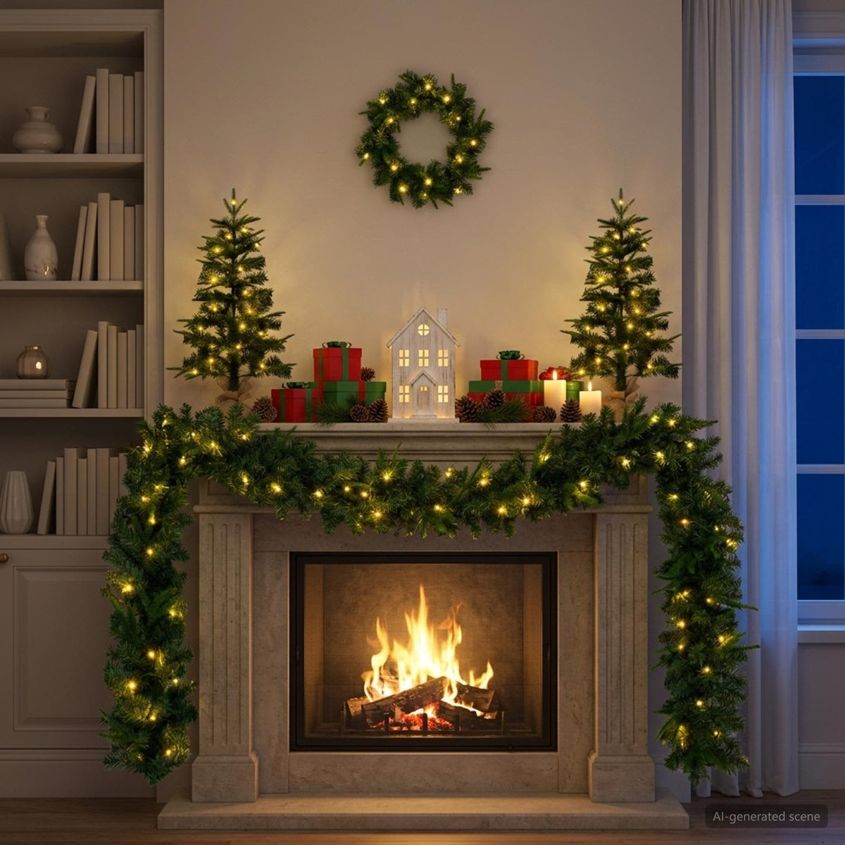 Mini kalėdinių eglučių rinkinys 45 cm 125 LED Šilta balta